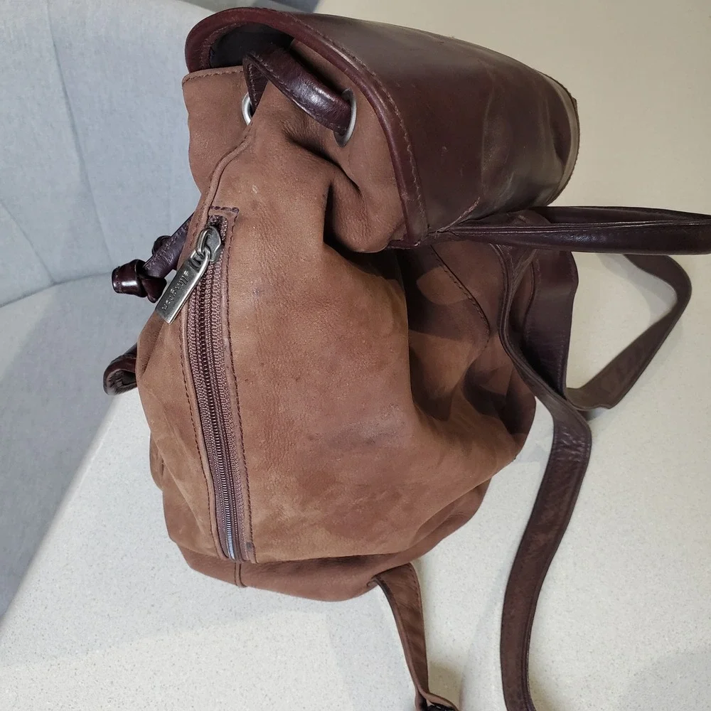 Ellington Leather Goods Suede and Leather Backpack Brown Tan Vintage Style